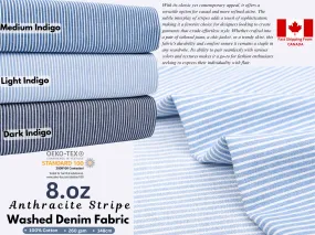 8oz Anthracite Stripe Washed Denim Fabric