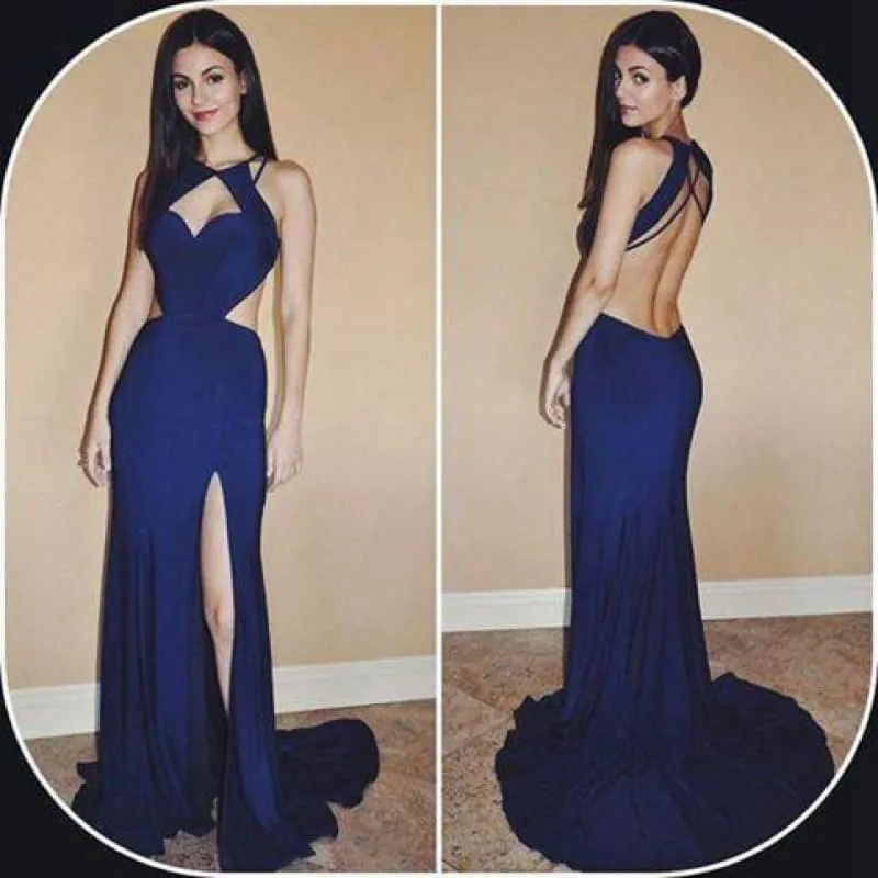 Bridelily 2019 Burgundy Mermaid Prom Dresses Cutouts Side Slit Long Sexy Maroon Evening Gowns
