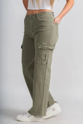 Cargo straight jeans olive green