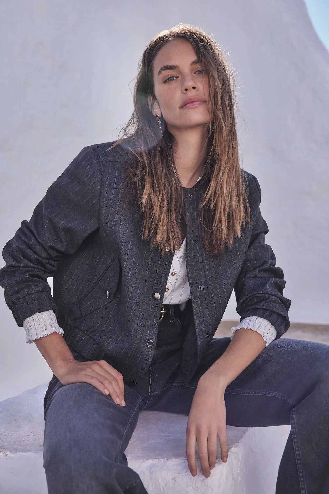 CECILE STRIPED BOMBER JACKET
