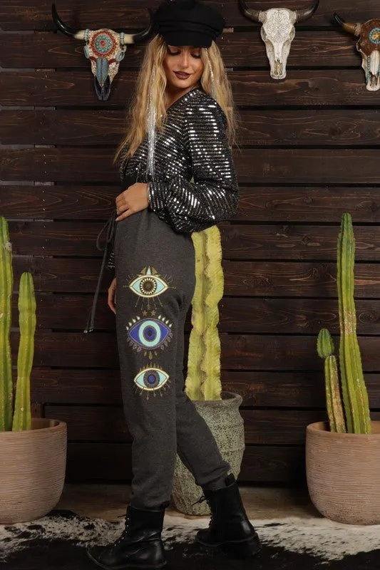 Charcoal Evil Eye Sweatpants