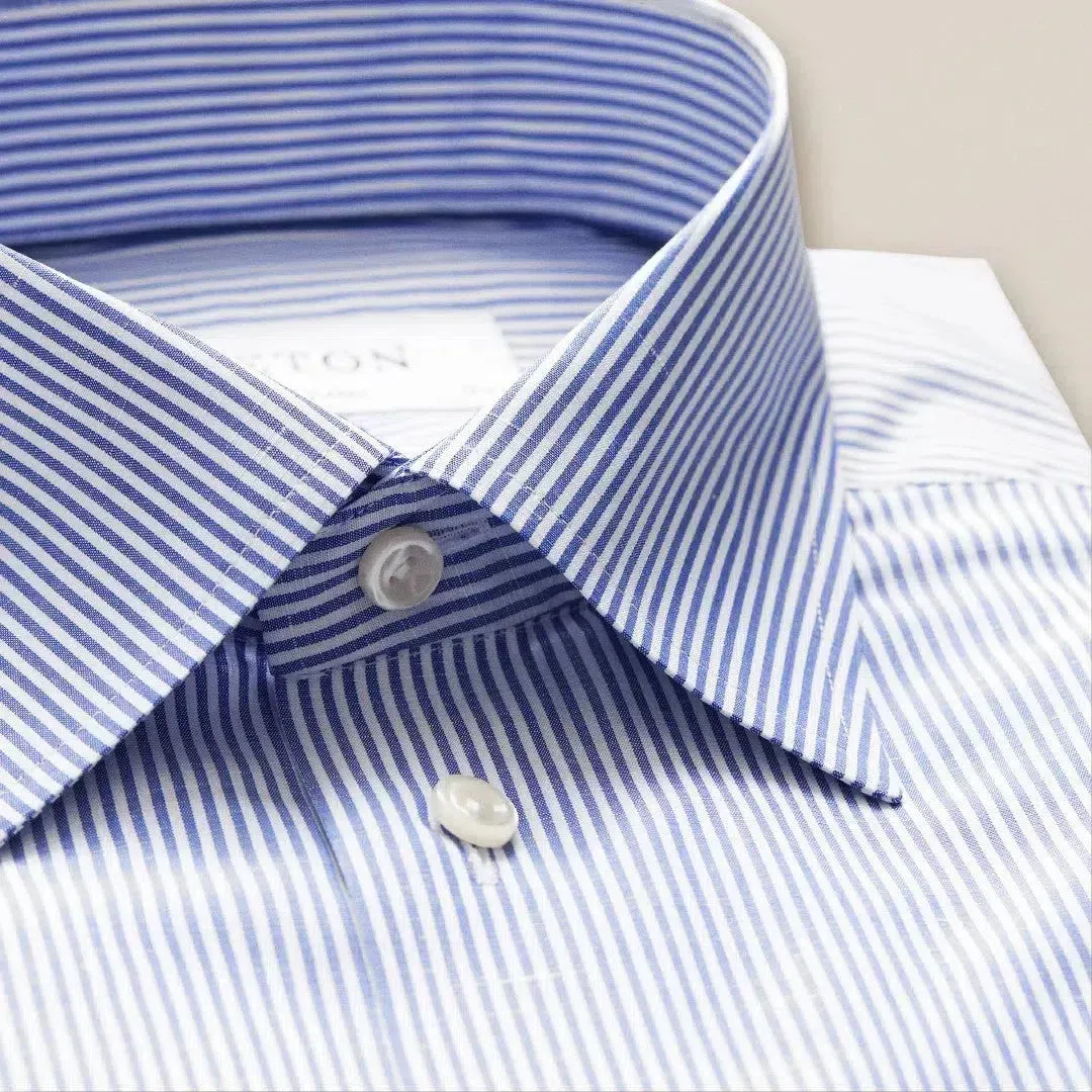 ETON Classic Fit Bengal Stripe Shirt Mid Blue