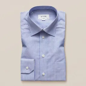 ETON Classic Fit Bengal Stripe Shirt Mid Blue
