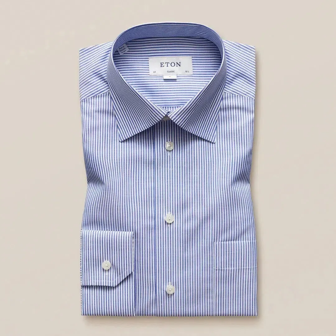 ETON Classic Fit Bengal Stripe Shirt Mid Blue