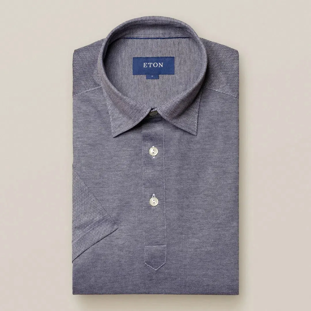 Eton Classic Fit Pique Polo Shirt Navy Blue