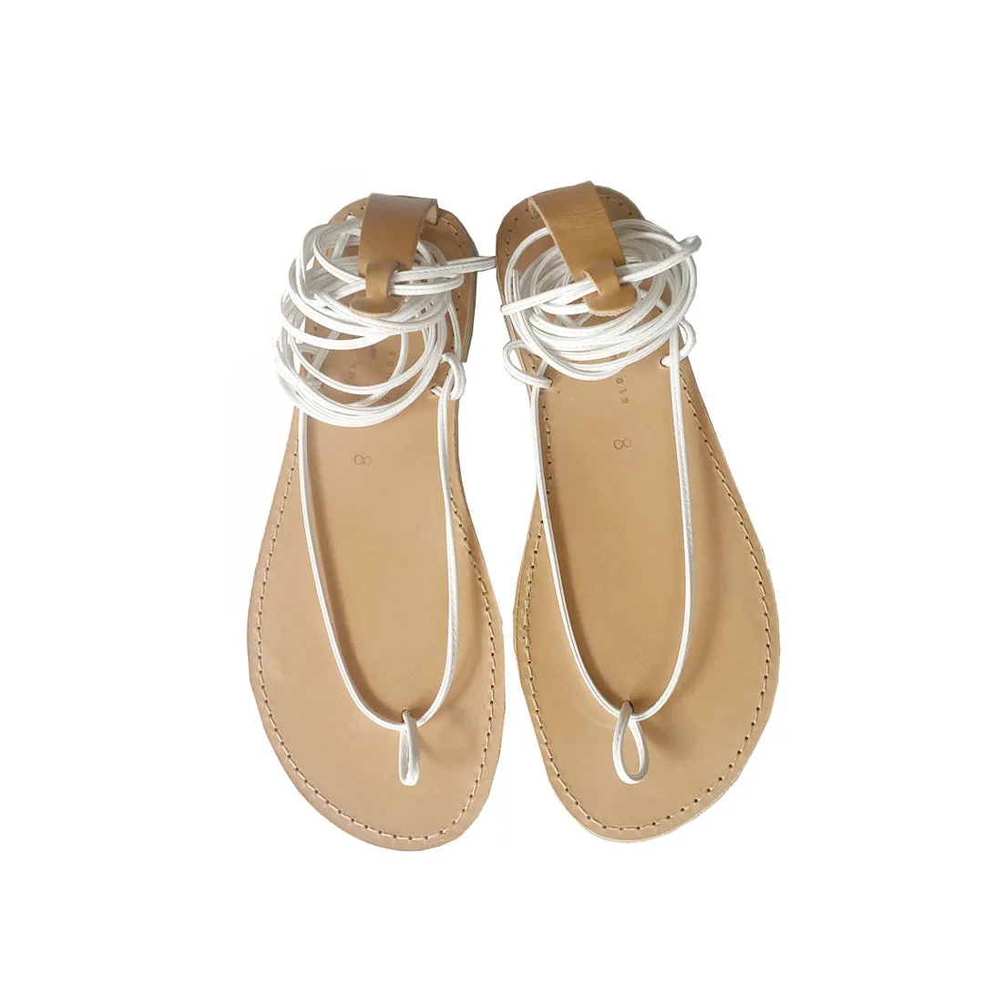 GAYA SANDALS NATURAL SOLE WHITE STRING