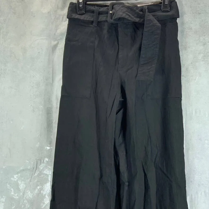 INC INTERNATIONAL CONCEPTS Women's Deep Black High-Rise Utility Wide-Leg Pants