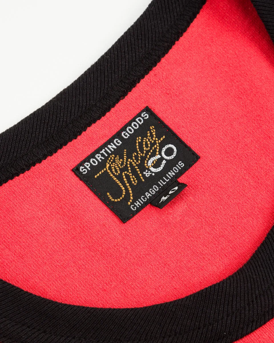 Joe McCoy Tee / Baldwin Motor Oil - Scarlet/Black
