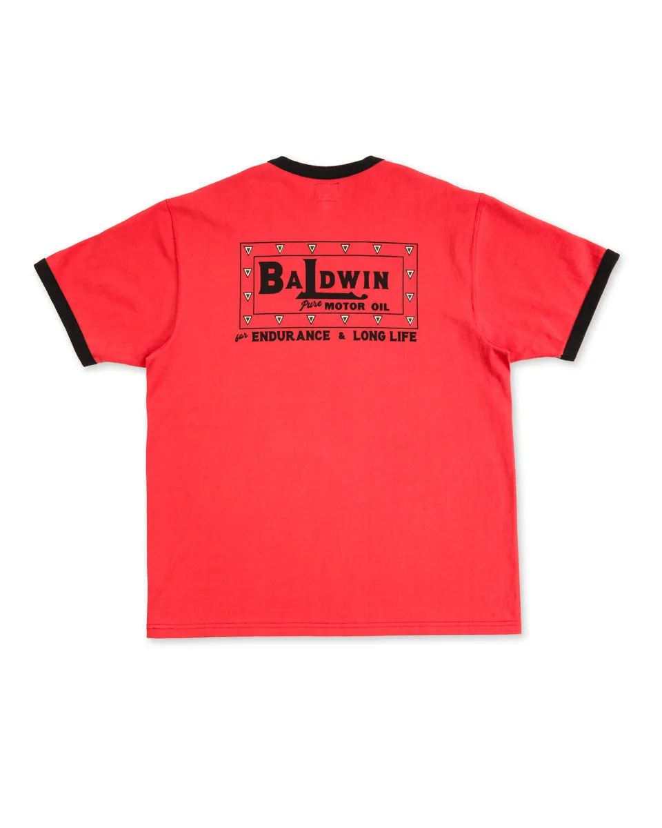 Joe McCoy Tee / Baldwin Motor Oil - Scarlet/Black