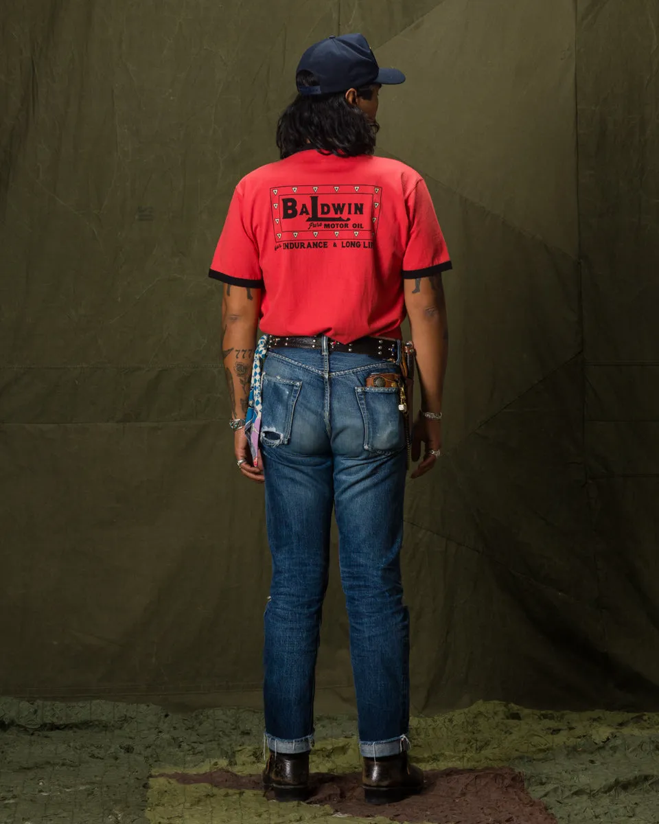 Joe McCoy Tee / Baldwin Motor Oil - Scarlet/Black