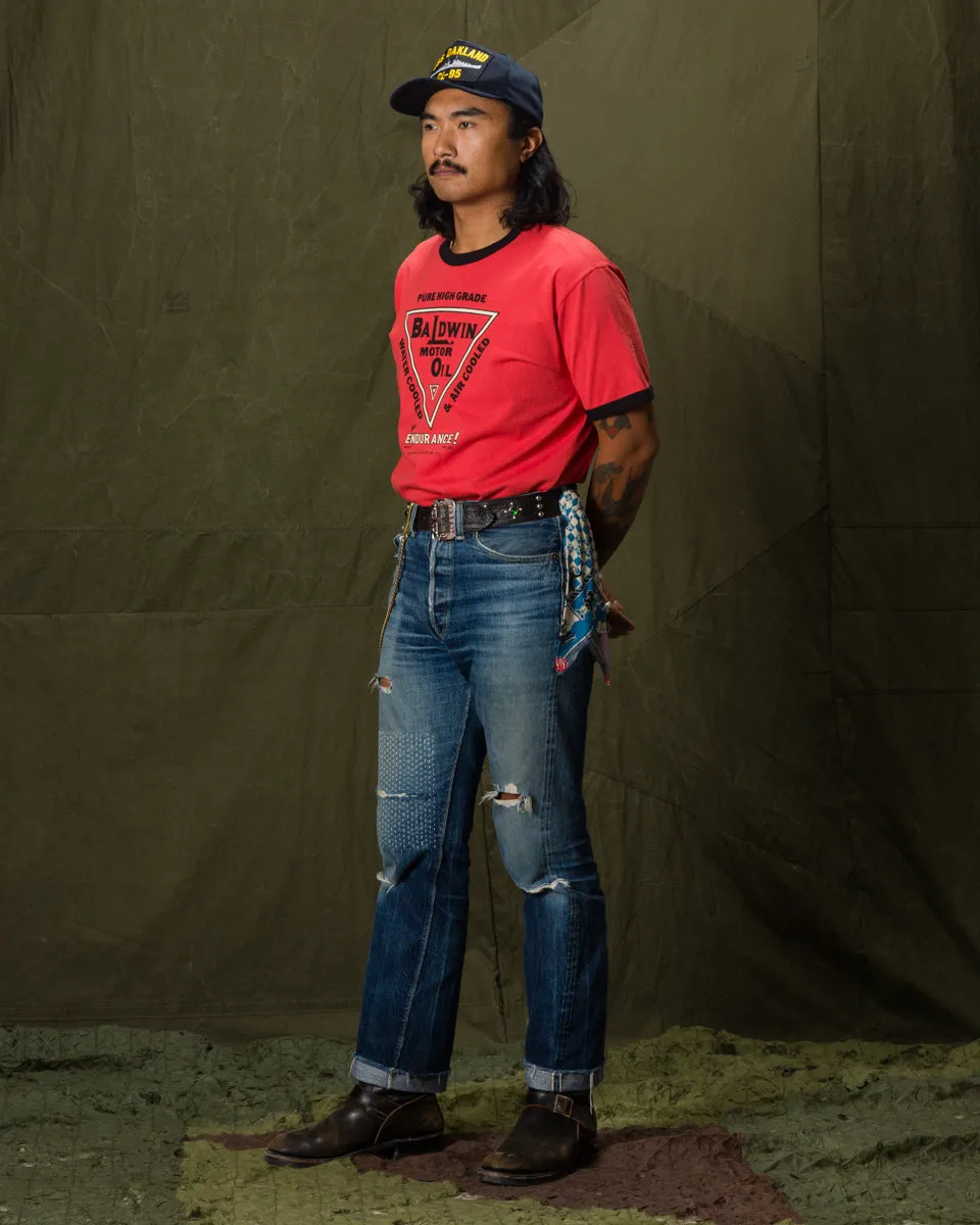 Joe McCoy Tee / Baldwin Motor Oil - Scarlet/Black