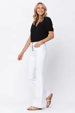 Judy Blue High Rise Button Fly Patch Pocket Flare (curvy)