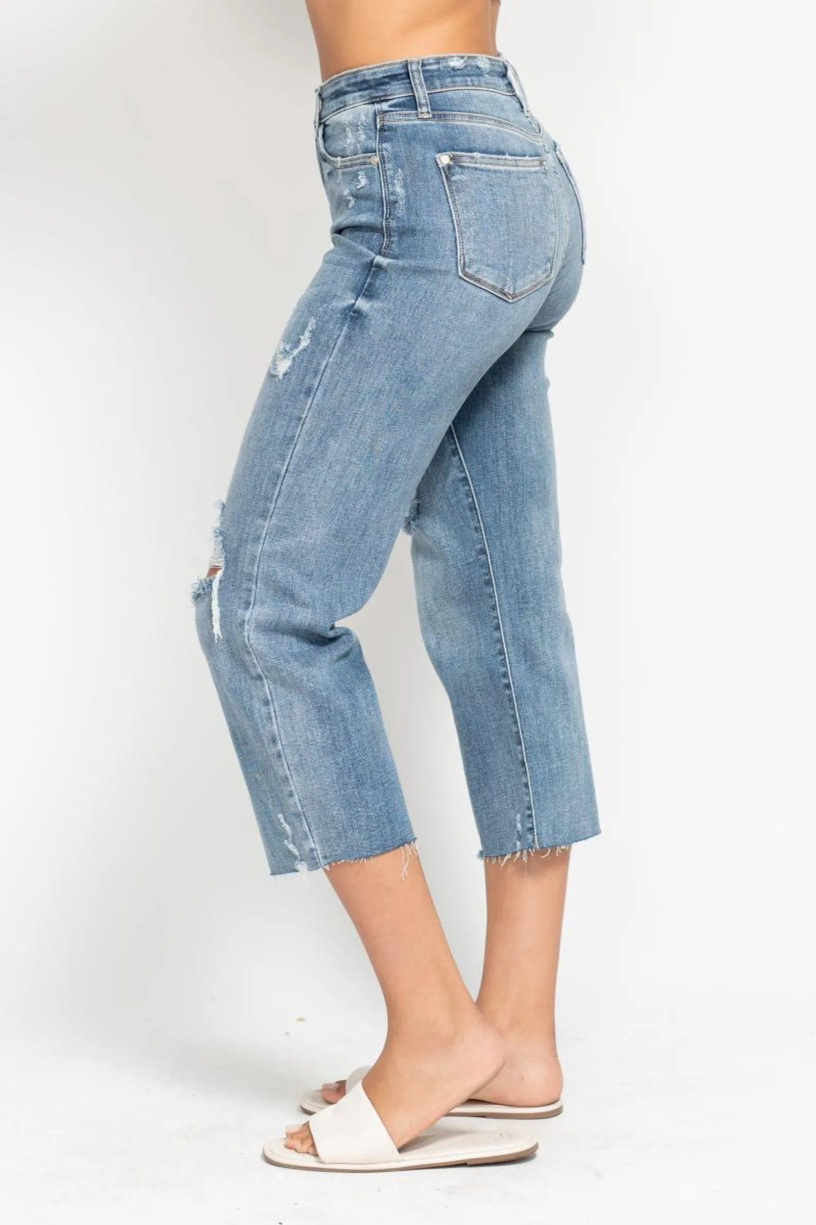 Judy Blue High Waist Destroy Crop Leg Jean