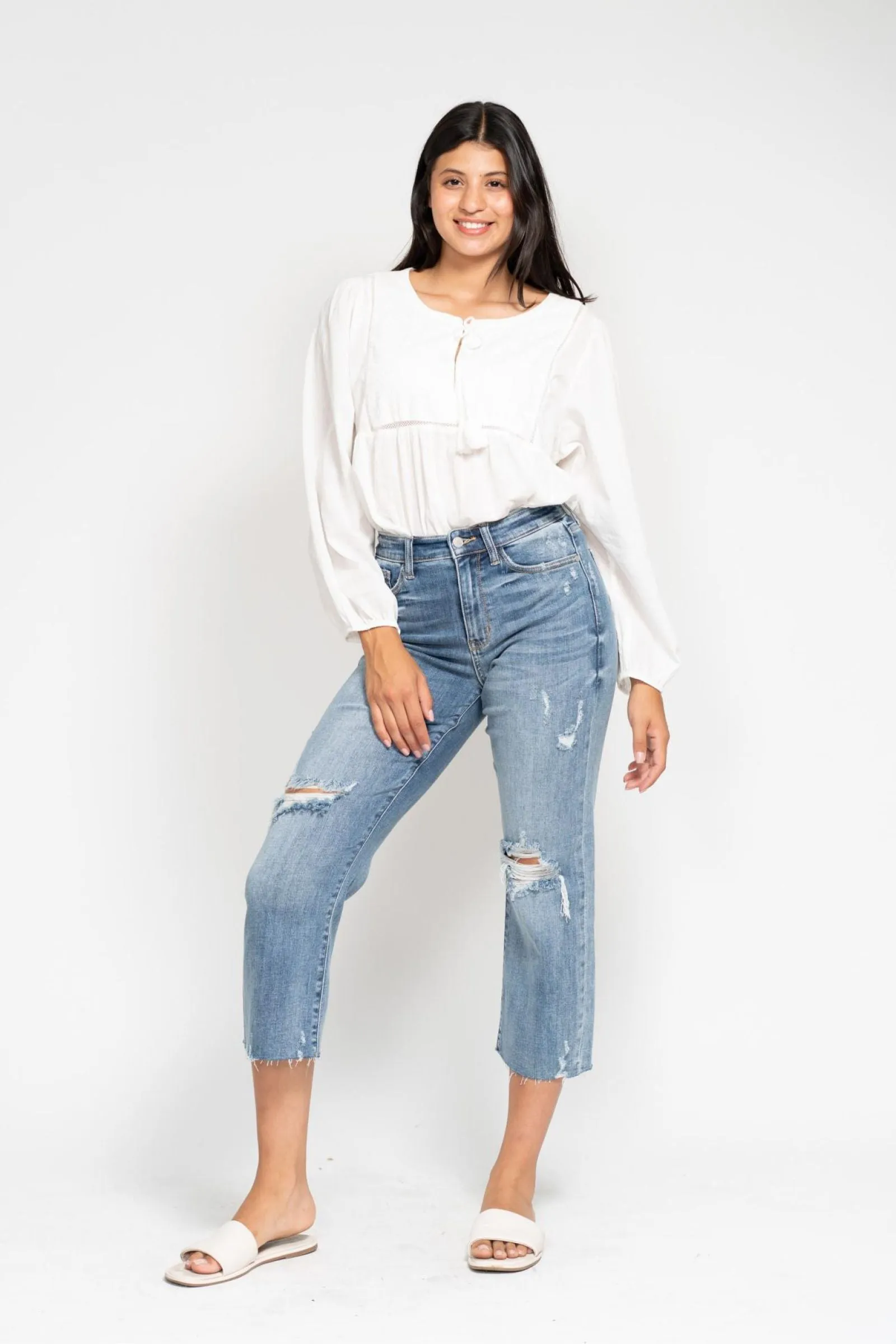 Judy Blue High Waist Destroy Crop Leg Jean