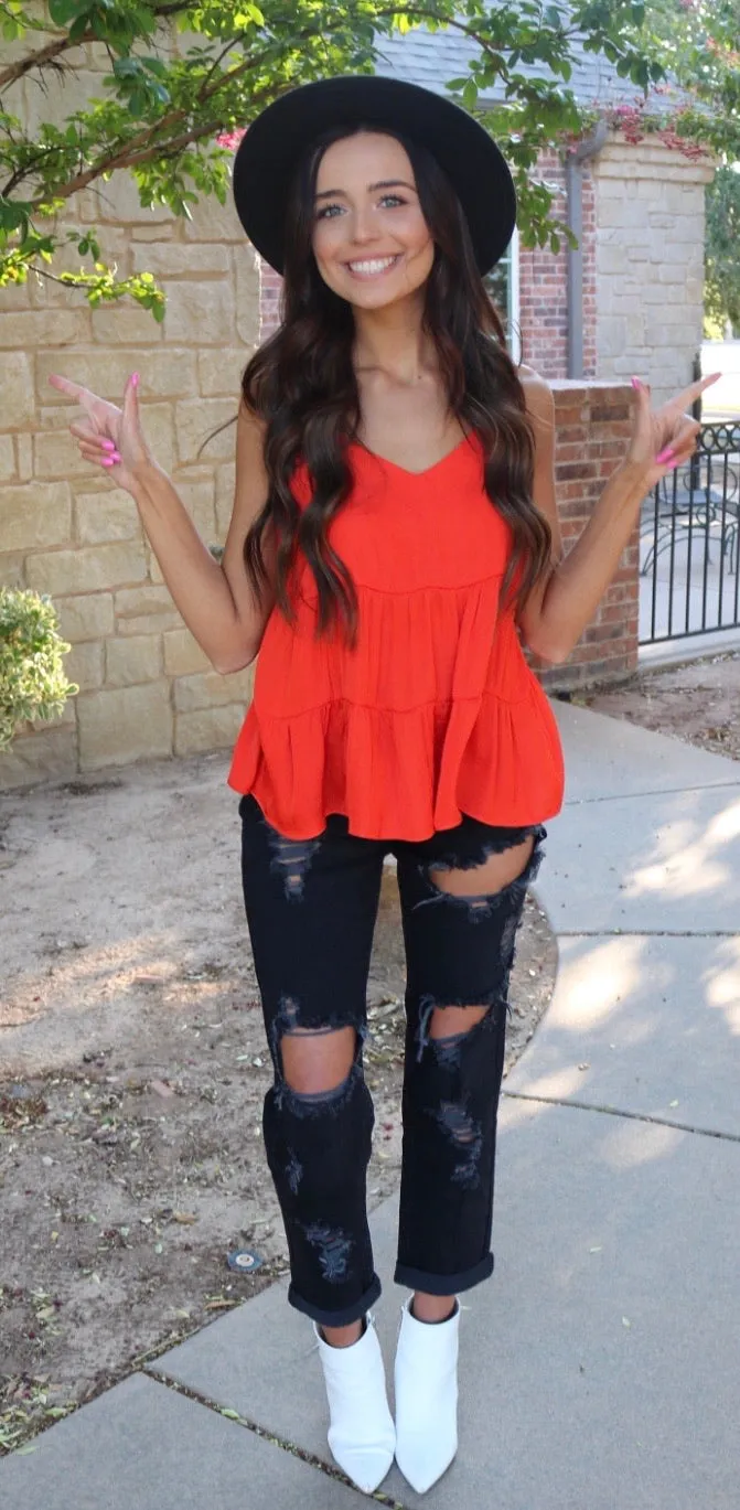 NAKED ZEBRA PROSPER Tiered Cami MatteSatin Tank Top