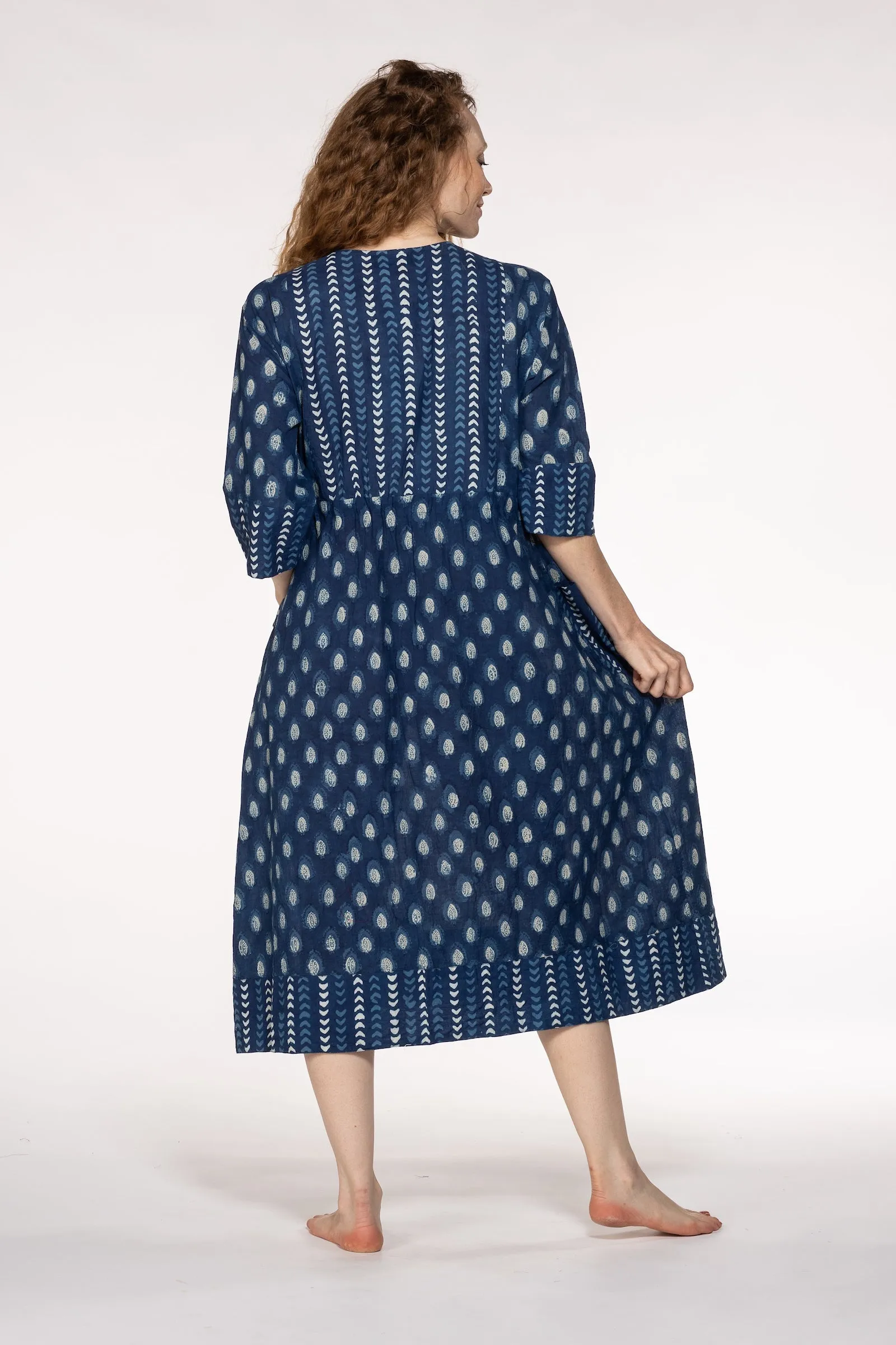 New Prem Pocket  Dress Hand Block Printed in Pure Cotton SS24