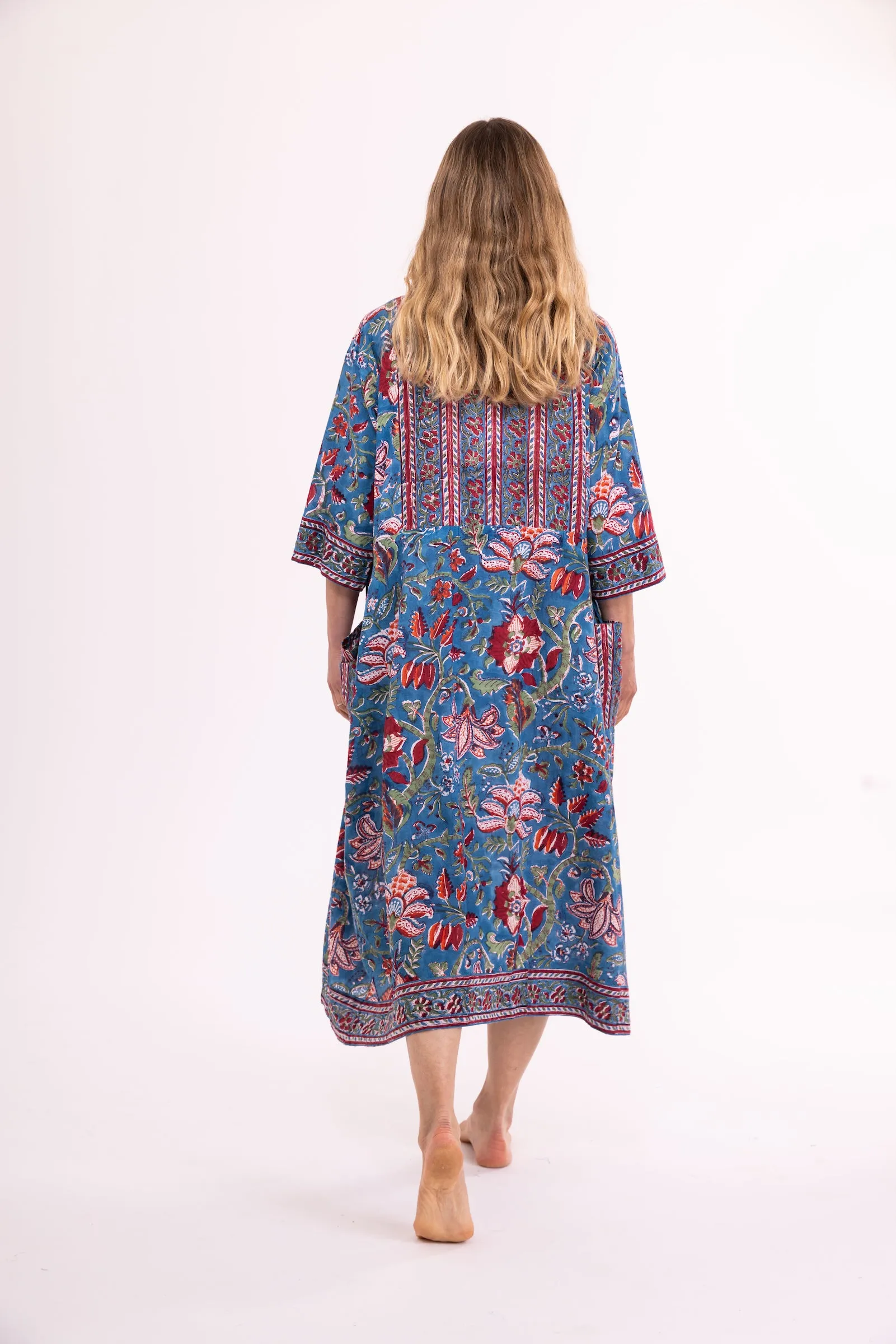 New Prem Pocket  Dress Hand Block Printed in Pure Cotton SS24