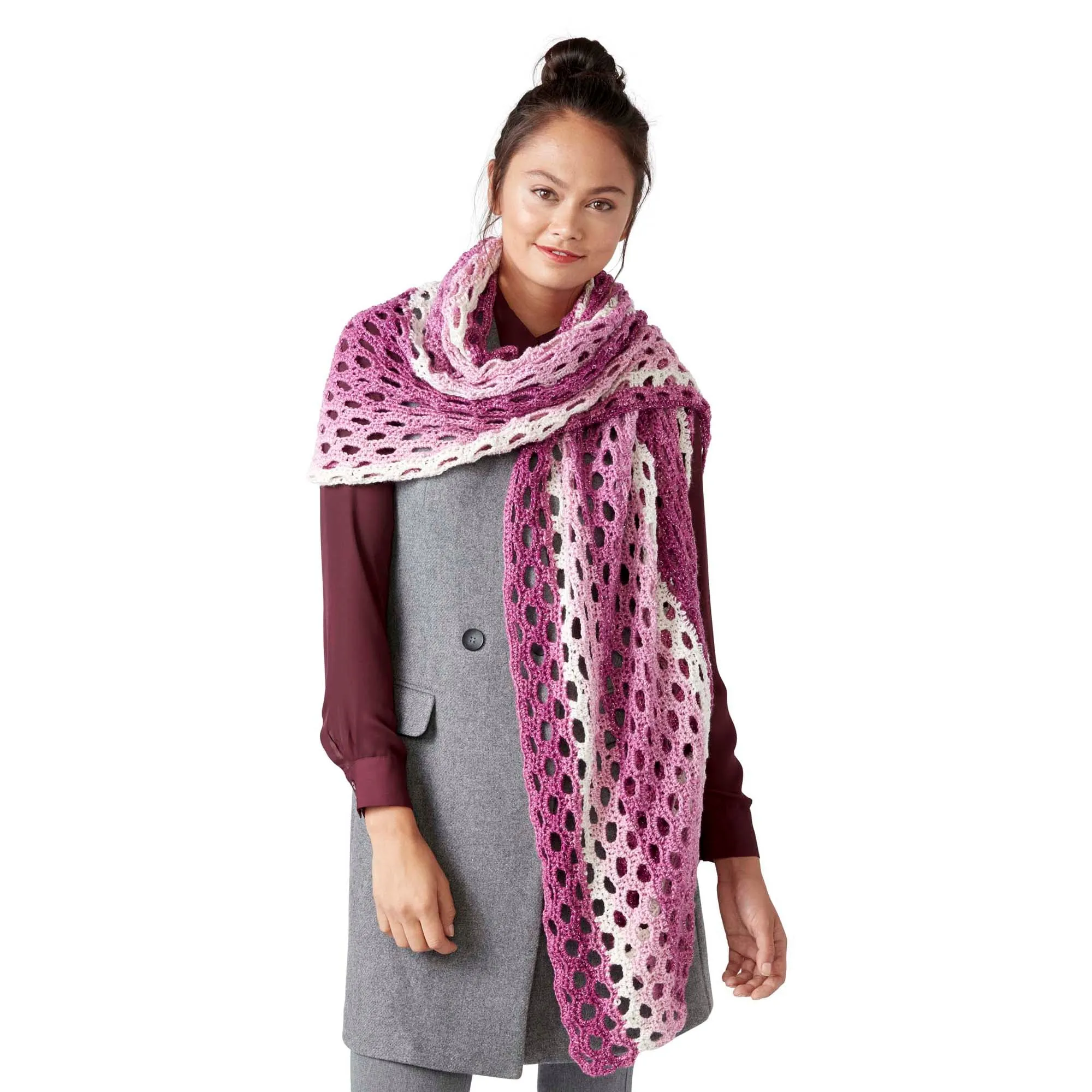 Red Heart Lacy Honeycomb Crochet Wrap