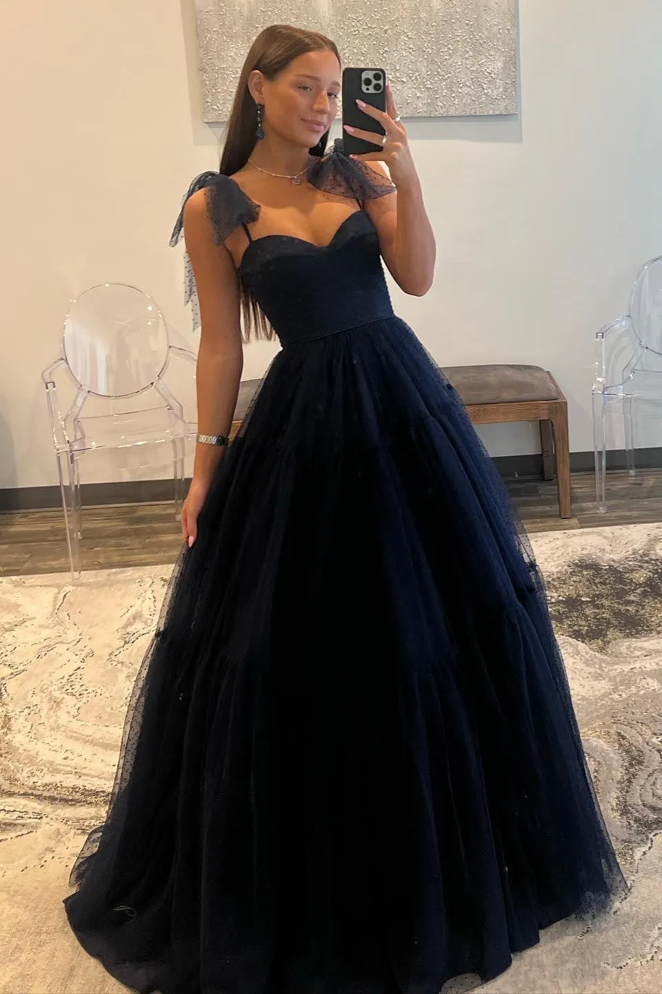 Skyler |A-line Sweetheart Dot Tulle Prom Dress