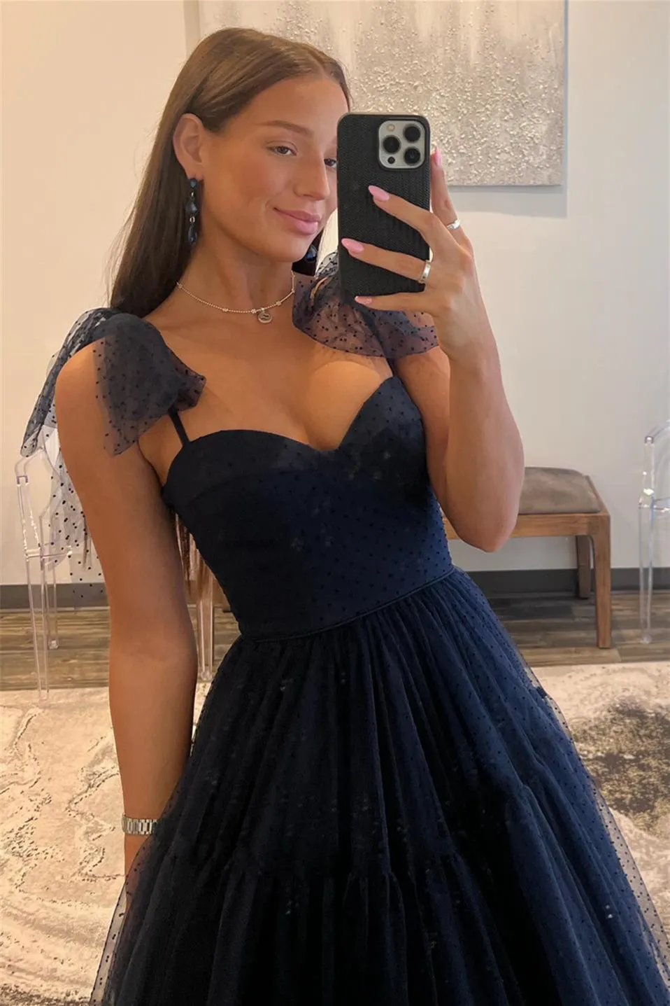 Skyler |A-line Sweetheart Dot Tulle Prom Dress