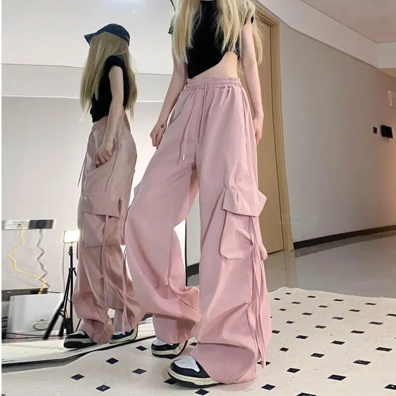 Sweatpants Rosa soft-girl Baggy Cargo Hose Frauen