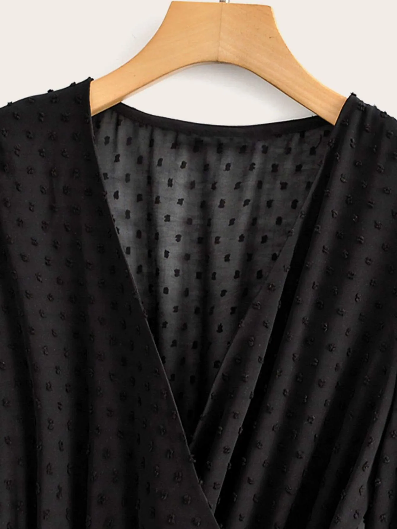 Swiss Dot Bow Side Wrap Dress