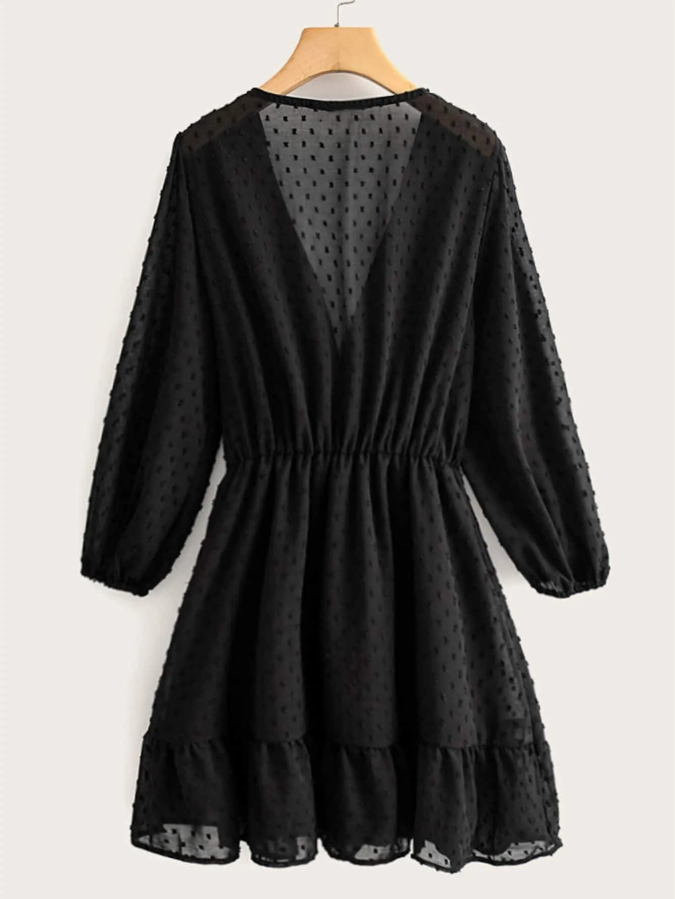 Swiss Dot Bow Side Wrap Dress