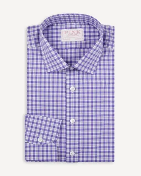 Thomas Pink Classic Fit Check Formal Shirt Purple/White