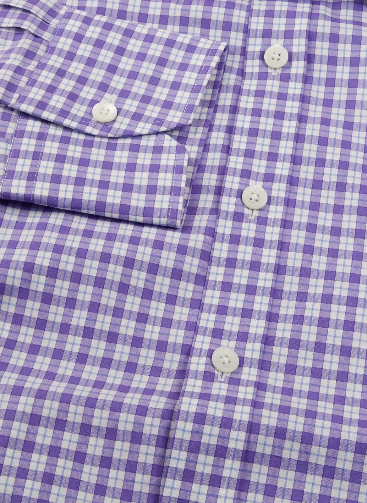 Thomas Pink Classic Fit Check Formal Shirt Purple/White