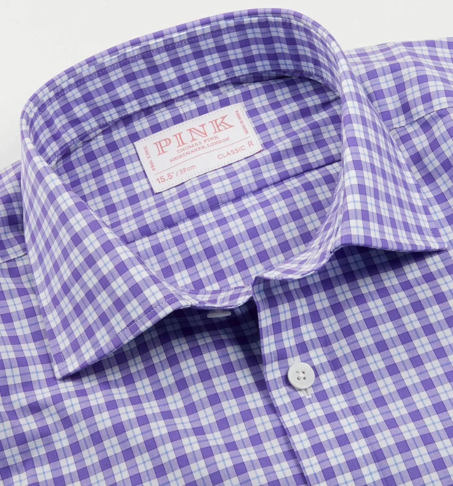 Thomas Pink Classic Fit Check Formal Shirt Purple/White