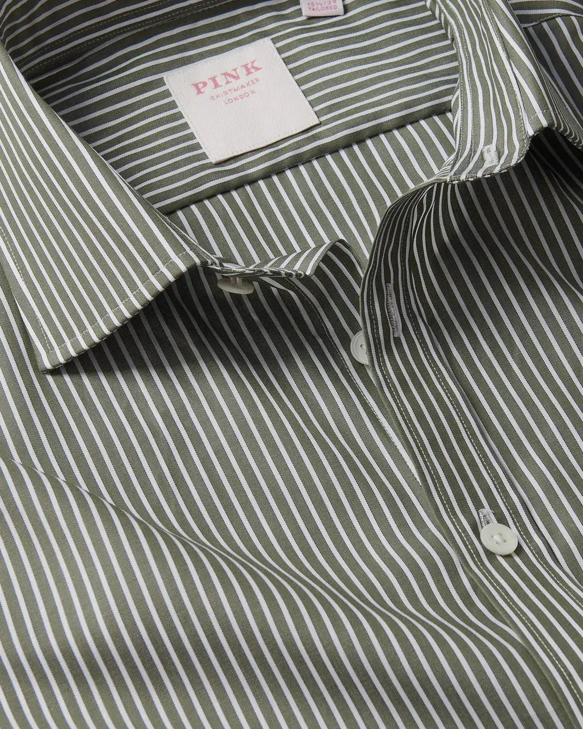 Thomas Pink Poplin Stripe Shirt Green White