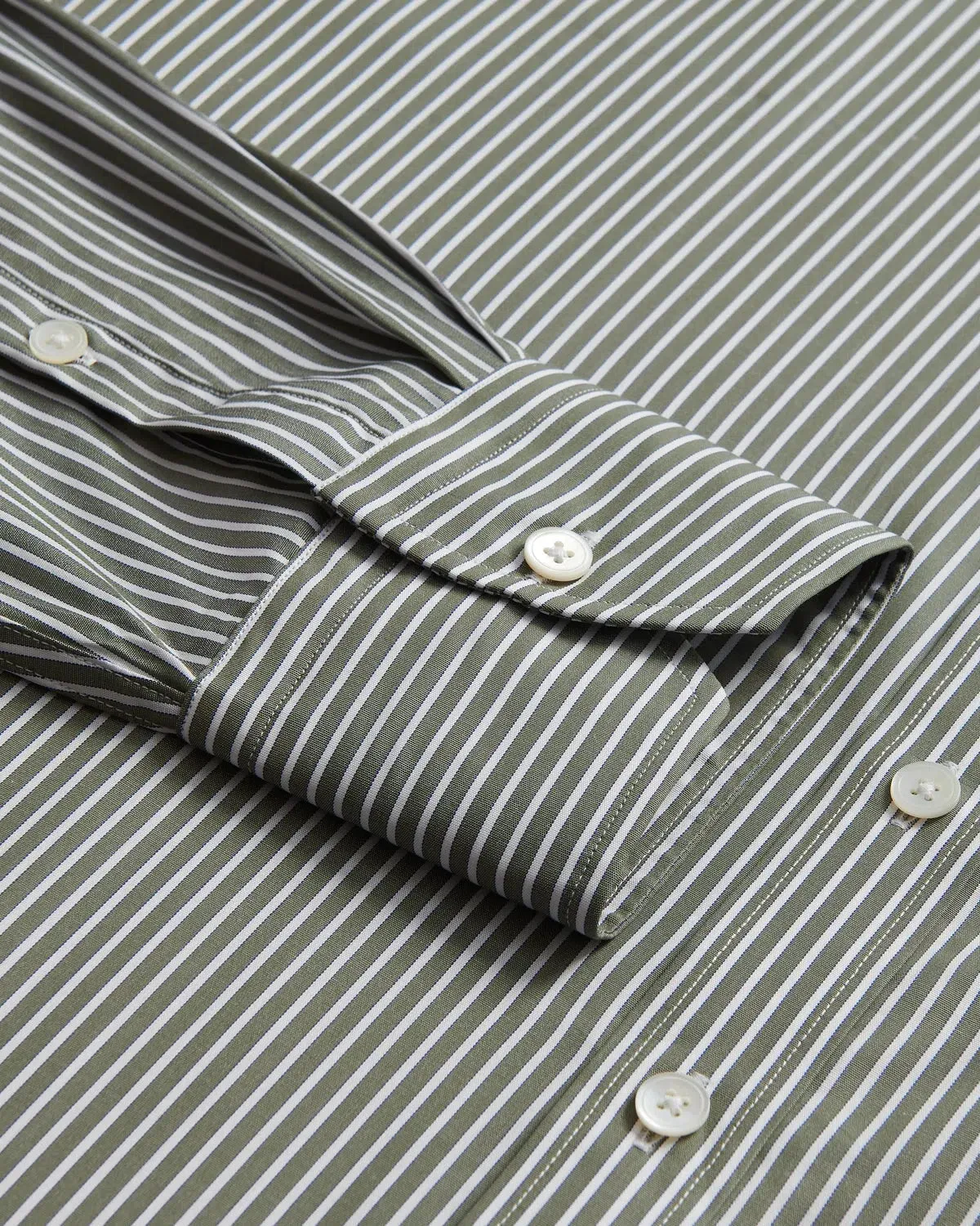 Thomas Pink Poplin Stripe Shirt Green White