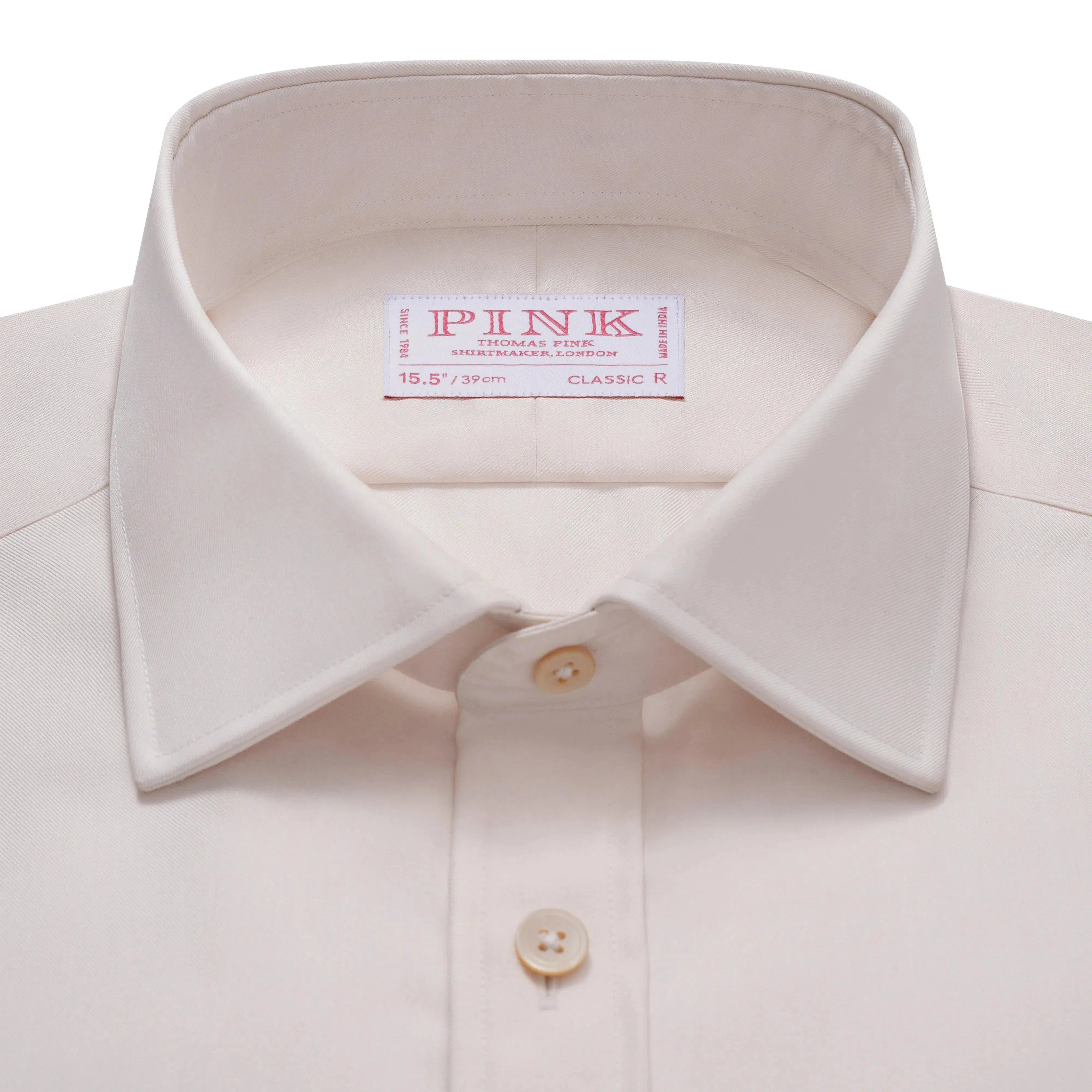 Thomas Pink Shirt Classic Fit Twill Plain White Formal Cotton
